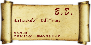 Balaskó Dénes névjegykártya